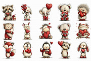 Whimsical Valentine Animals Bundle, an Illustration by Libby Wishes (Thumbnail 2 of 5)