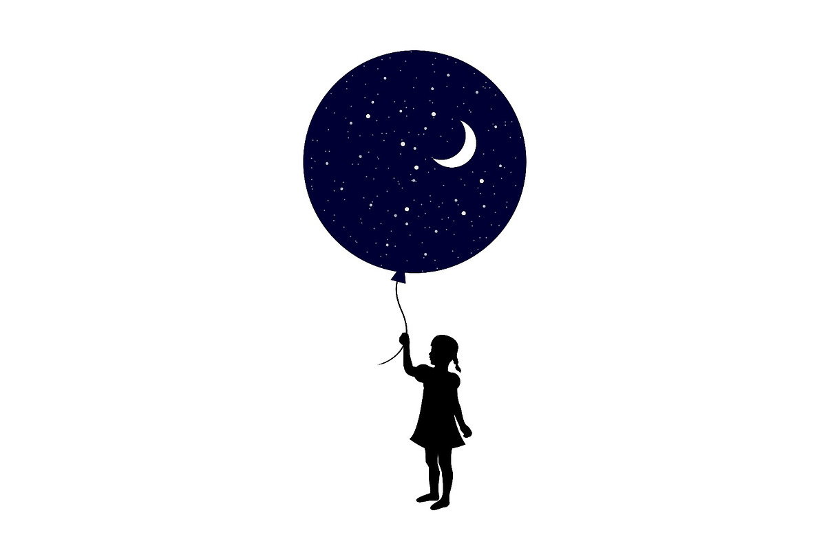 child with a balloon, a Person Illustration by Happy Art