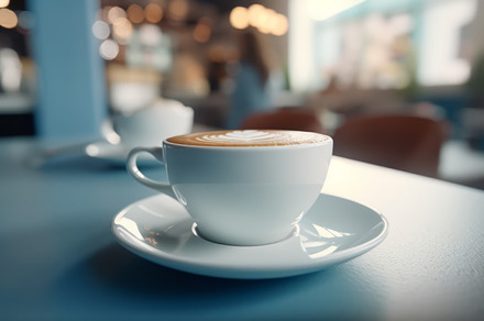 Coffee Cup on table Cafe shop Interior Blur background, a Food & Drink Photo by Natalia Klenova's Shop