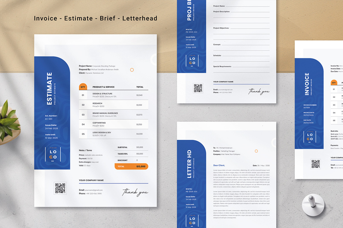 Modern Invoice, Estimate & Brief, a Stationery Template by Creativity-Design (Photo 1 of 4)