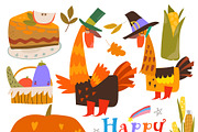 Cute Thanksgiving Set Composed of, an Animal Illustration by Maria Starus (Thumbnail 3 of 3)