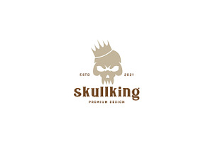 Skull With Crown Vintage Logo Symbol