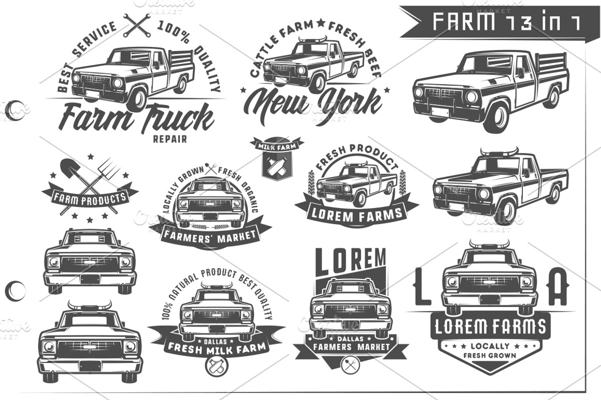 13 in 1 Set of farm truck emblems, a Graphic by Hadanello88 (Photo 1 of 4)