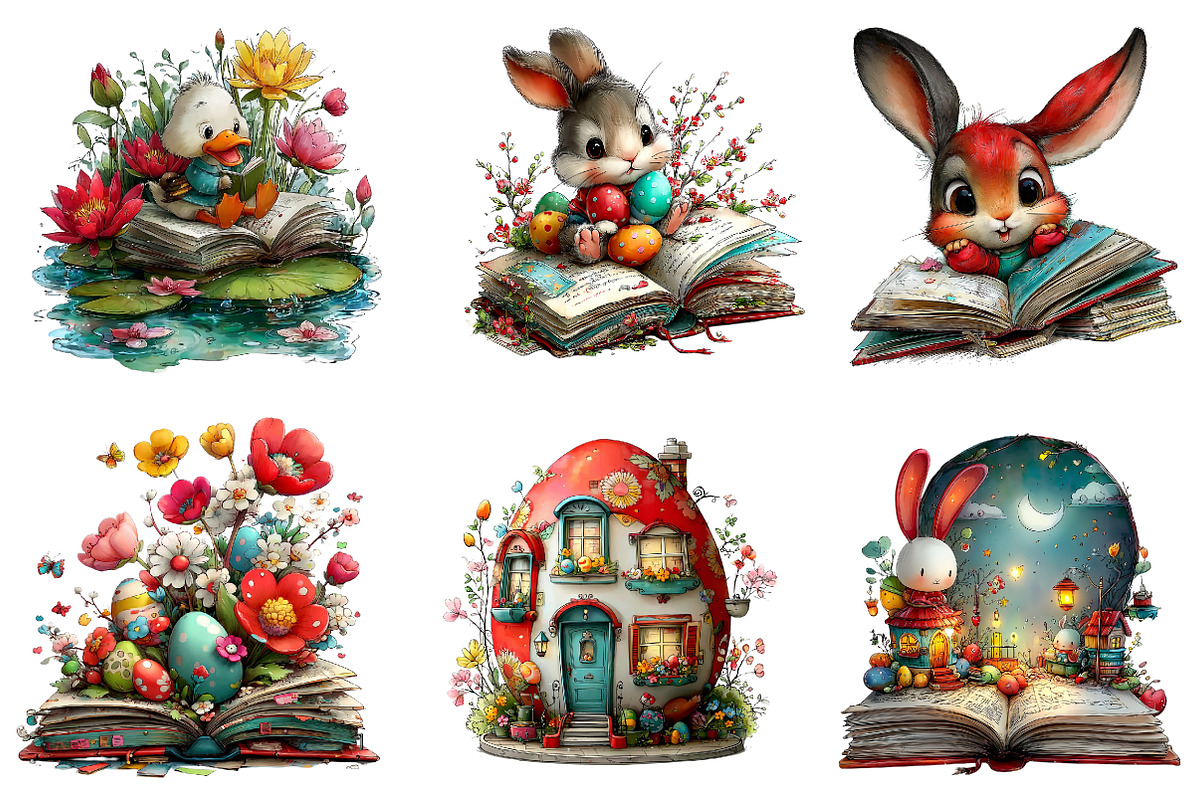 whimsical easter storybook bundle, an Illustration by CreationArt (Photo 3 of 6)