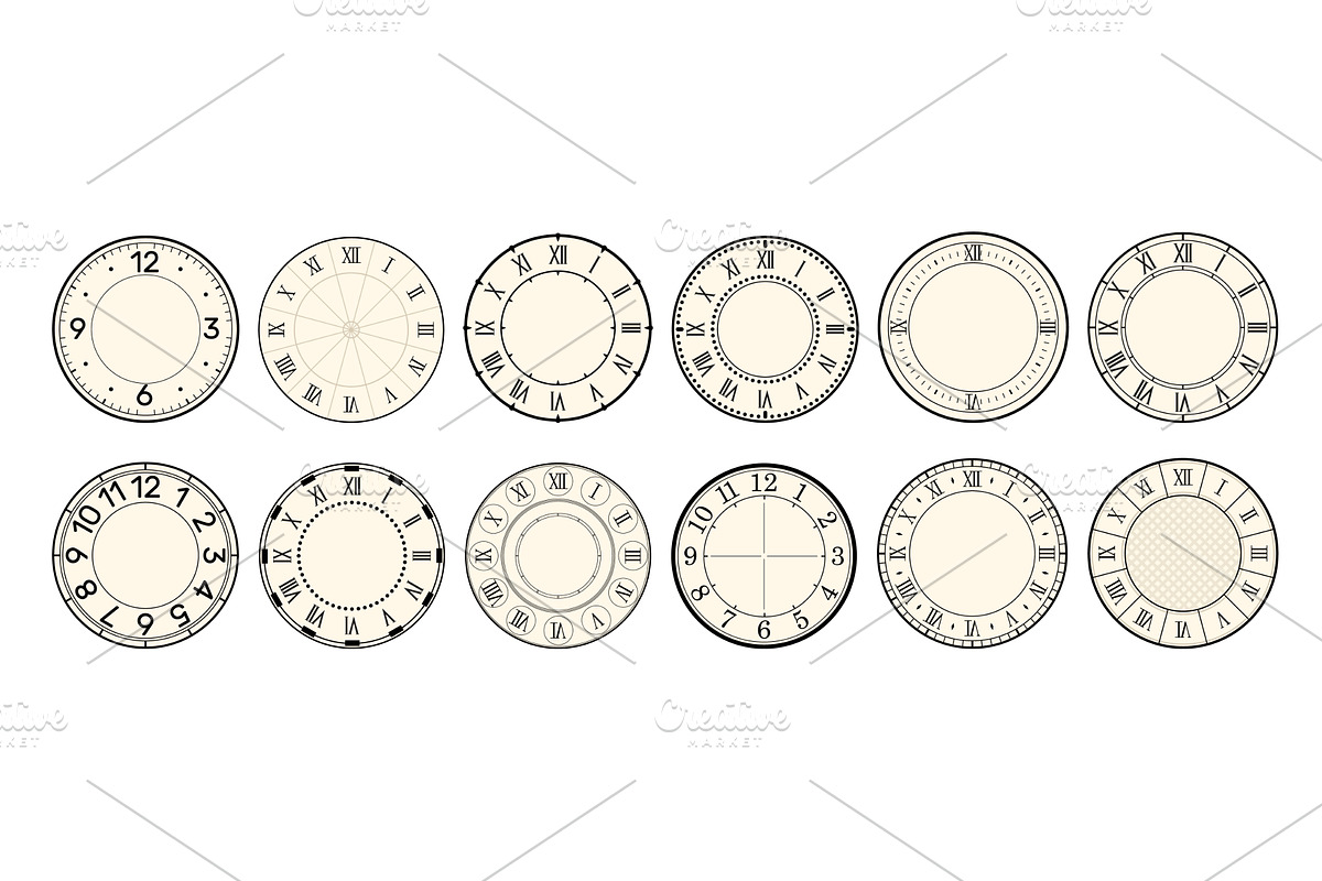 Watch faces without hands in various, an Illustration by Vectorbuum