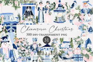 Chinoiserie Christmas Clipart, an Illustration by Designworld
