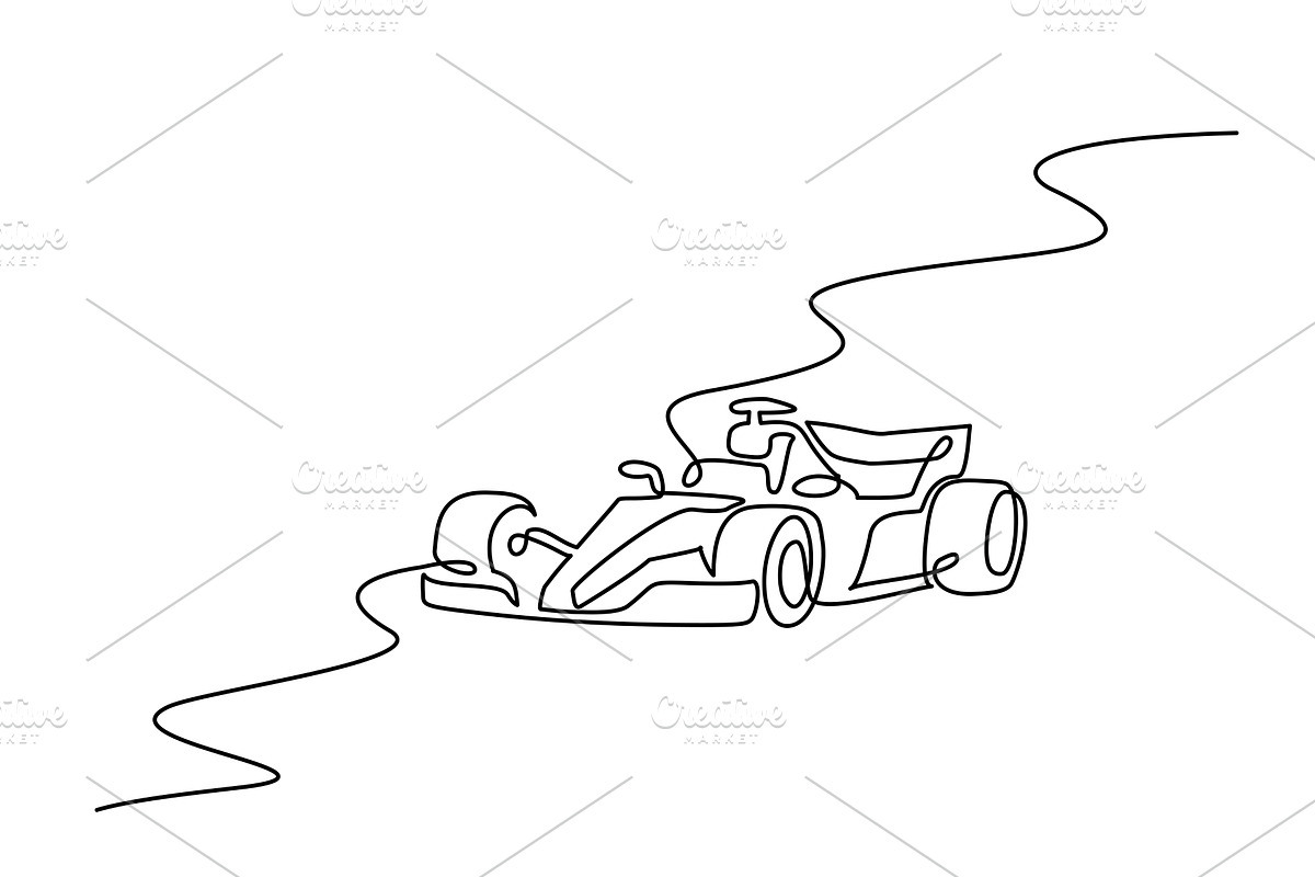 Formula F1 racing car. Continuous, a Transportation Illustration by Valenty
