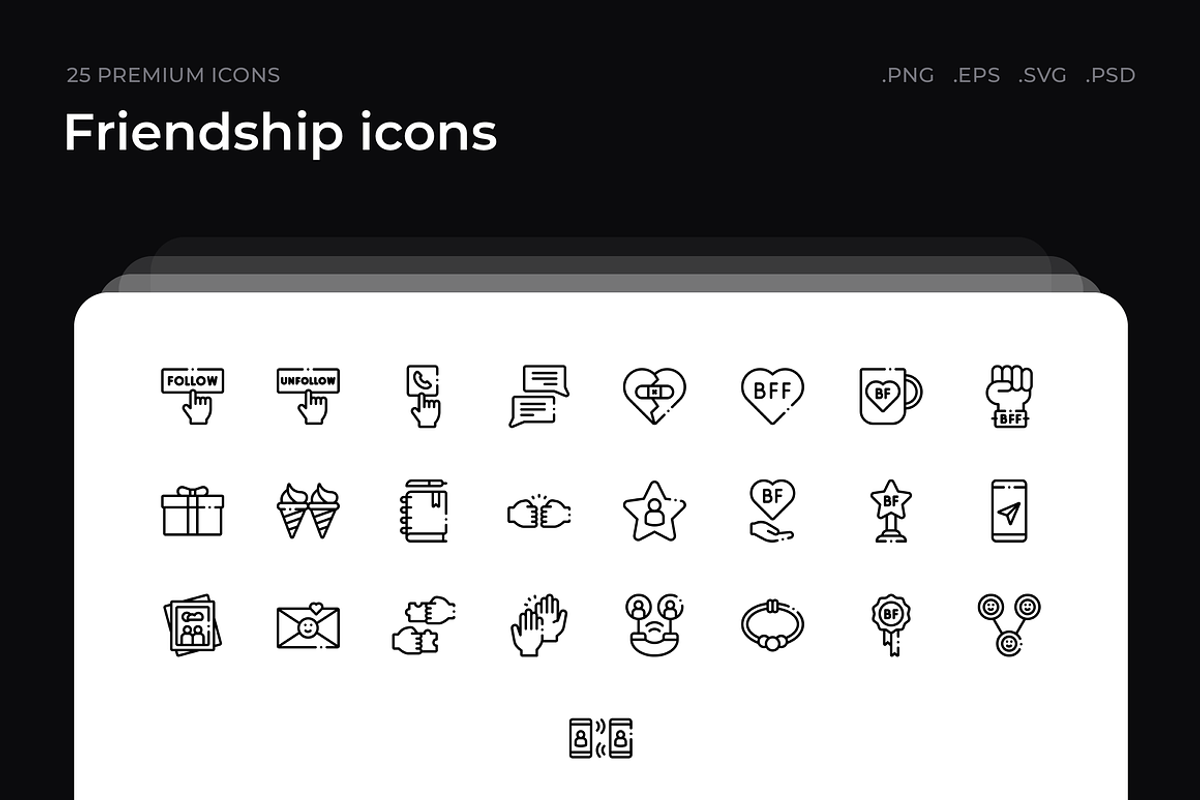 Friendship icons, an Outline Icon by Wencory