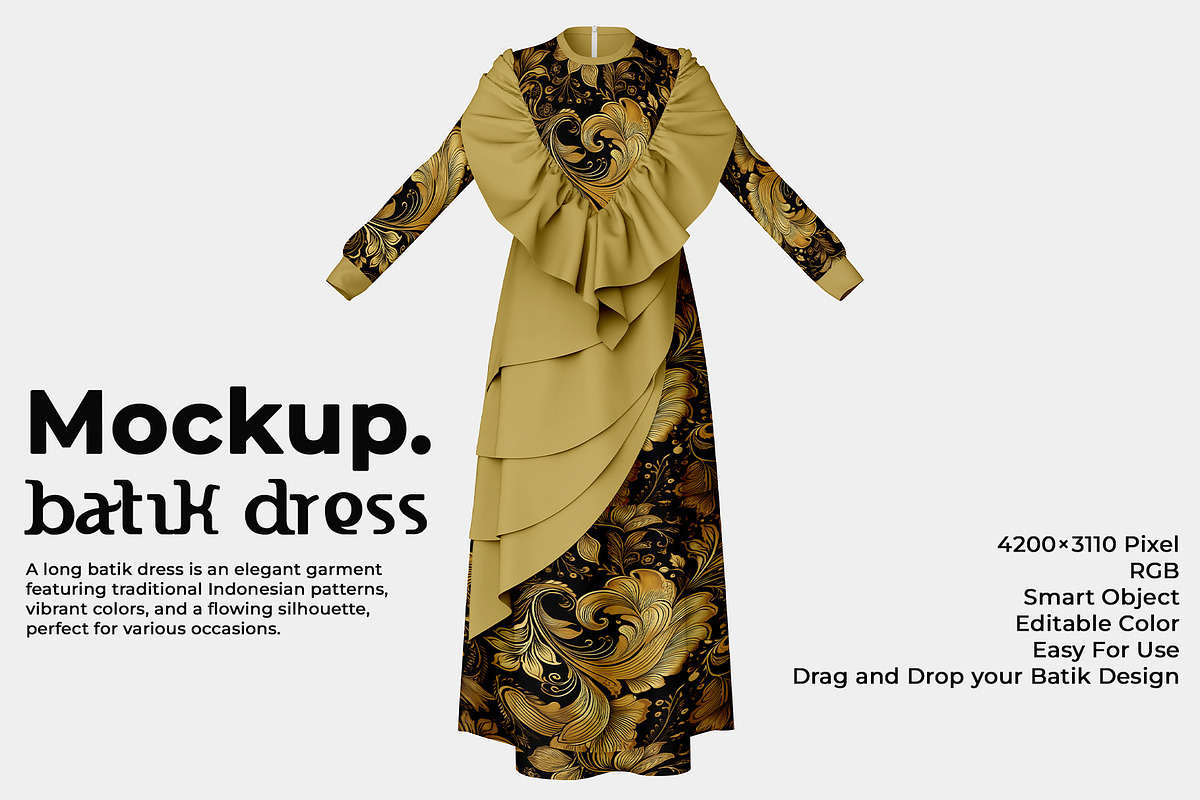 Indonesian Batik Long Dress Batik Elegant Batik Maxi Dress Berry