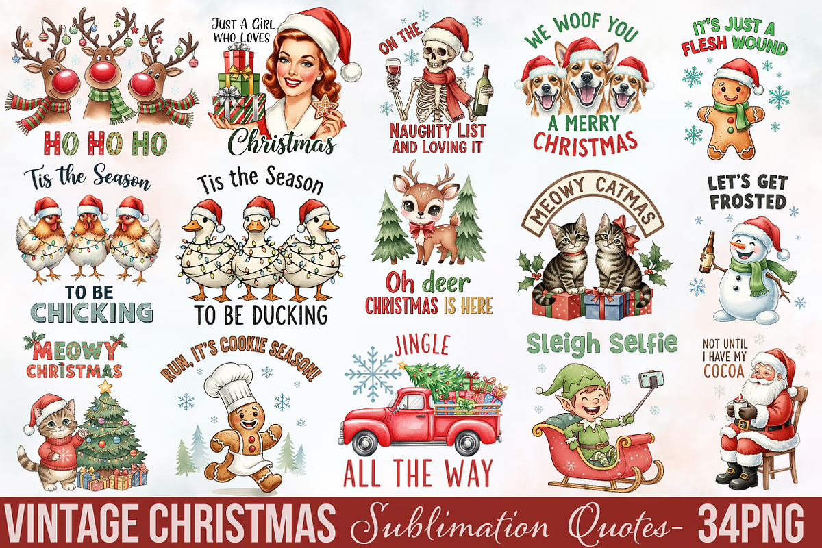 Vintage Christmas Sublimation Quotes, an Illustration by Designworld (Photo 1 of 6)
