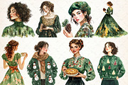 Winter Cozy Green Cottage Clipart, an Illustration by Libby Wishes (Thumbnail 2 of 9)