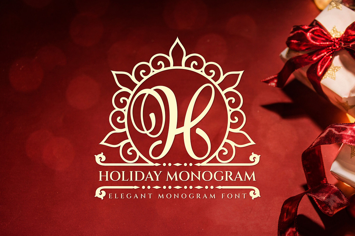 Holiday Elegant Monogram Font, a Symbol Font by Graphicxell (Photo 1 of 10)