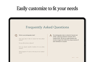 Split FAQ Showit Template Canvas