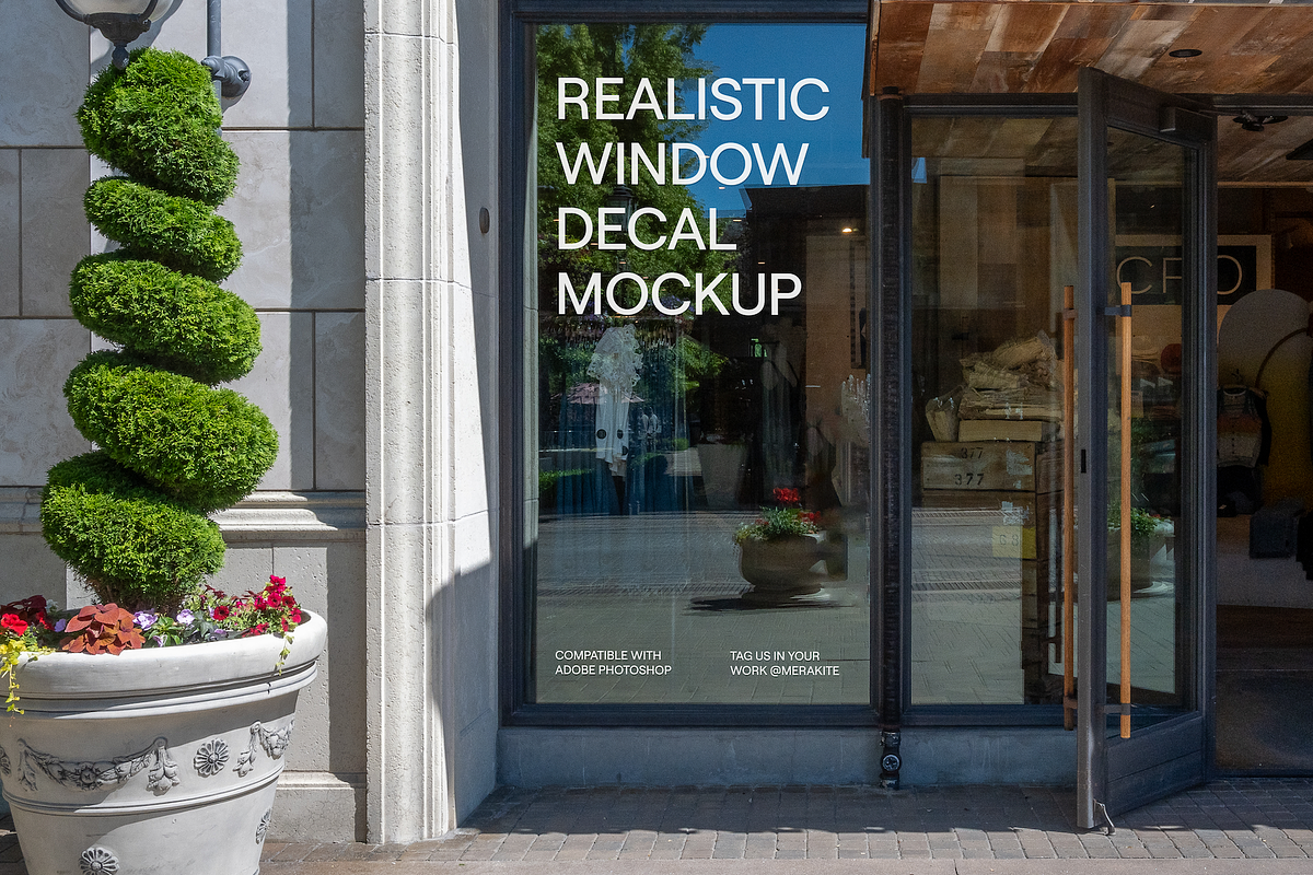 Retail Window Decal Mockup PSD