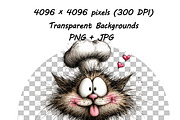 Whimsical Cat Valentine Clipart Set, an Animal Illustration by one-touch (Thumbnail 16 of 19)