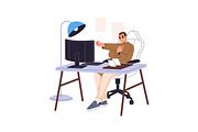 People do exercises at work desk set, a Work Illustration by PaperTrident (Thumbnail 7 of 9)