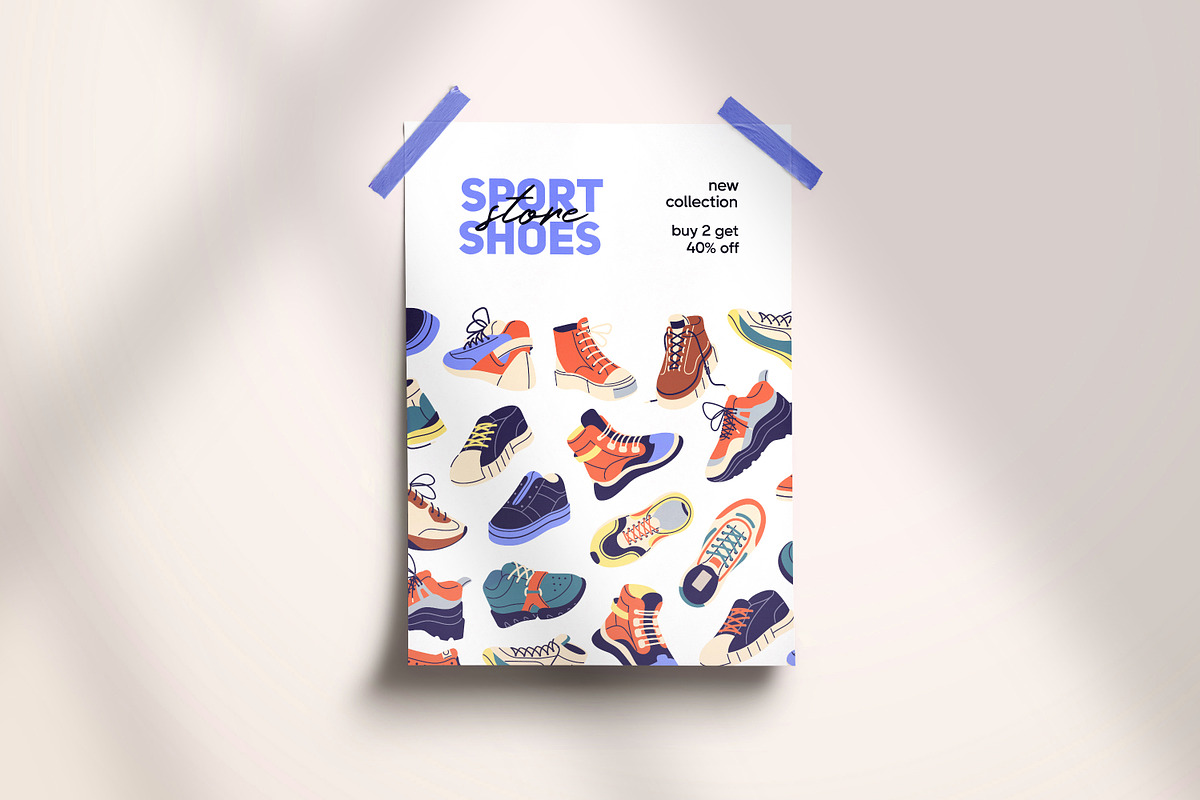 Modern sneakers set + ad templates, an Object Illustration by PaperTrident (Photo 10 of 16)