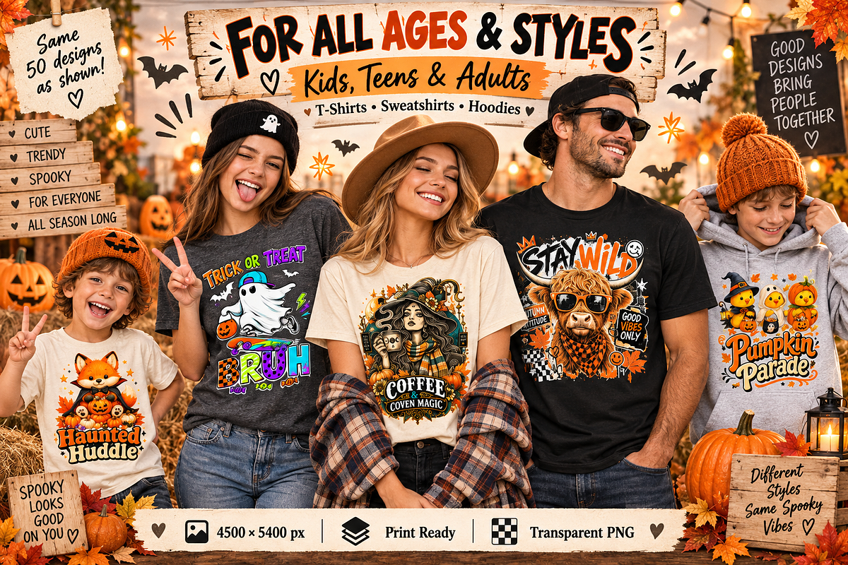 50 Halloween T-Shirt PNG Bundle, an Object Graphic by Designertale (Photo 6 of 11)
