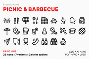 Picnic & barbecue icons (Line), an Outline Icon by Totto House (Thumbnail 1 of 3)