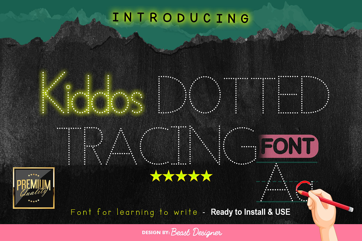Kiddos Learning Dotted Font, a Handwritten Font by Beast Designer (Photo 1 of 2)