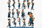 Teal Whimsy Borough Quirky Cliparts, a Person Illustration by ThatsDesignArt (Thumbnail 4 of 10)