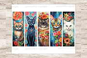 Floral Cats Bookmarks Pets Printable, an Animal Illustration by GlamArtZhanna (Thumbnail 2 of 3)