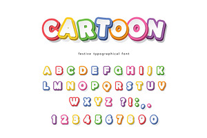 Cartoon bright font for kids. Paper