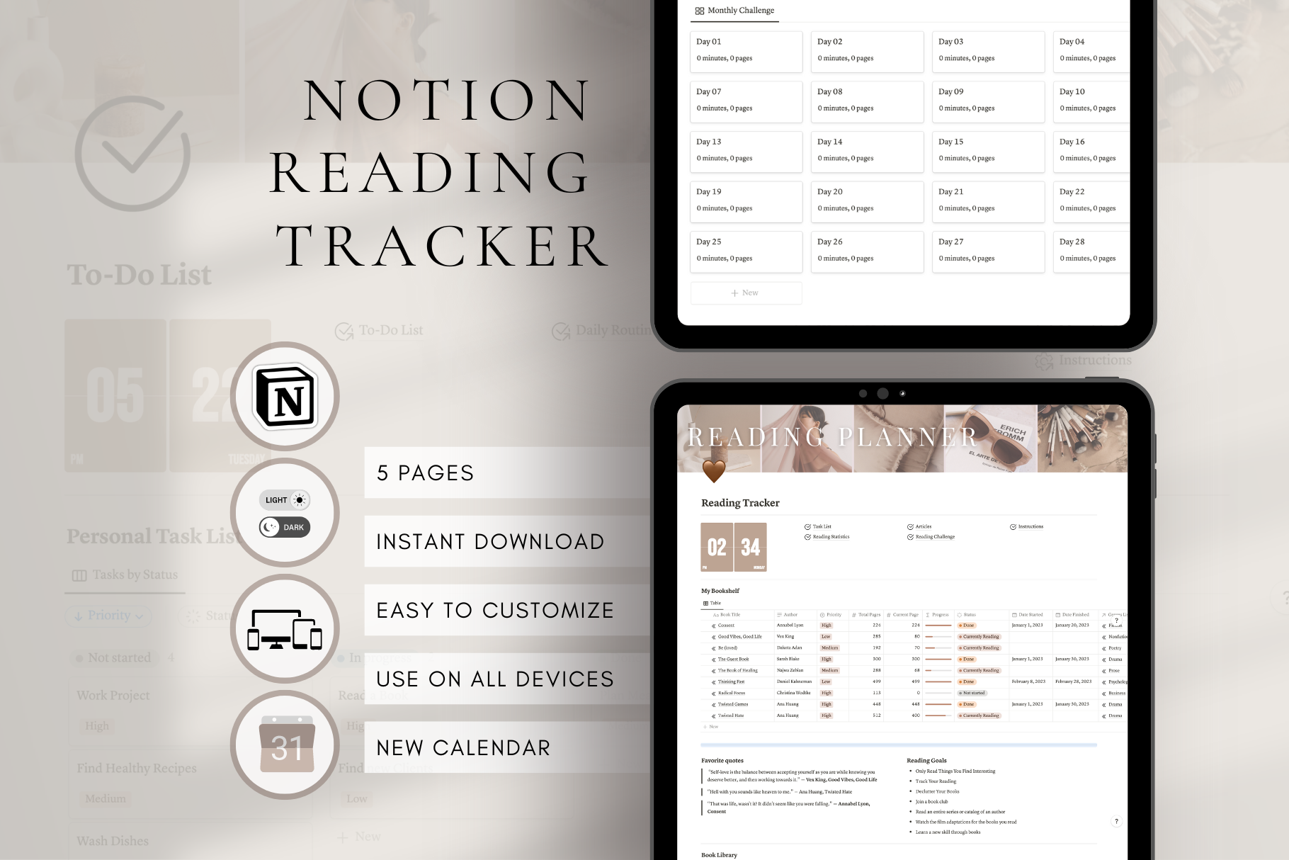 Book & Reading Tracker Template, a Templates & Theme by BRANDcontent