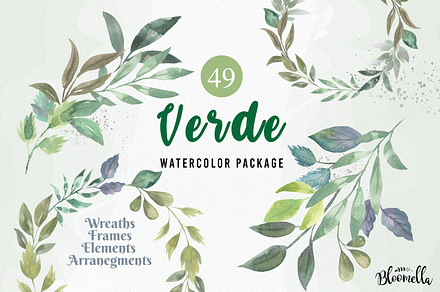 Verde 49 Greenery Foliage Watercolor