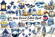 Navy Summer Outdoor Watercolor Clipa, an Illustration by Libby Wishes (Thumbnail 1 of 7)