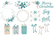Vintage Blue Christmas Clipart, an Illustration by Amanda Ilkov (Thumbnail 3 of 5)