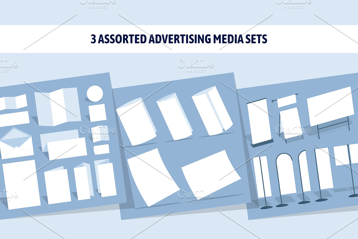 3 Assorted advertising media sets, a Presentation Template by Rosa Puchalt