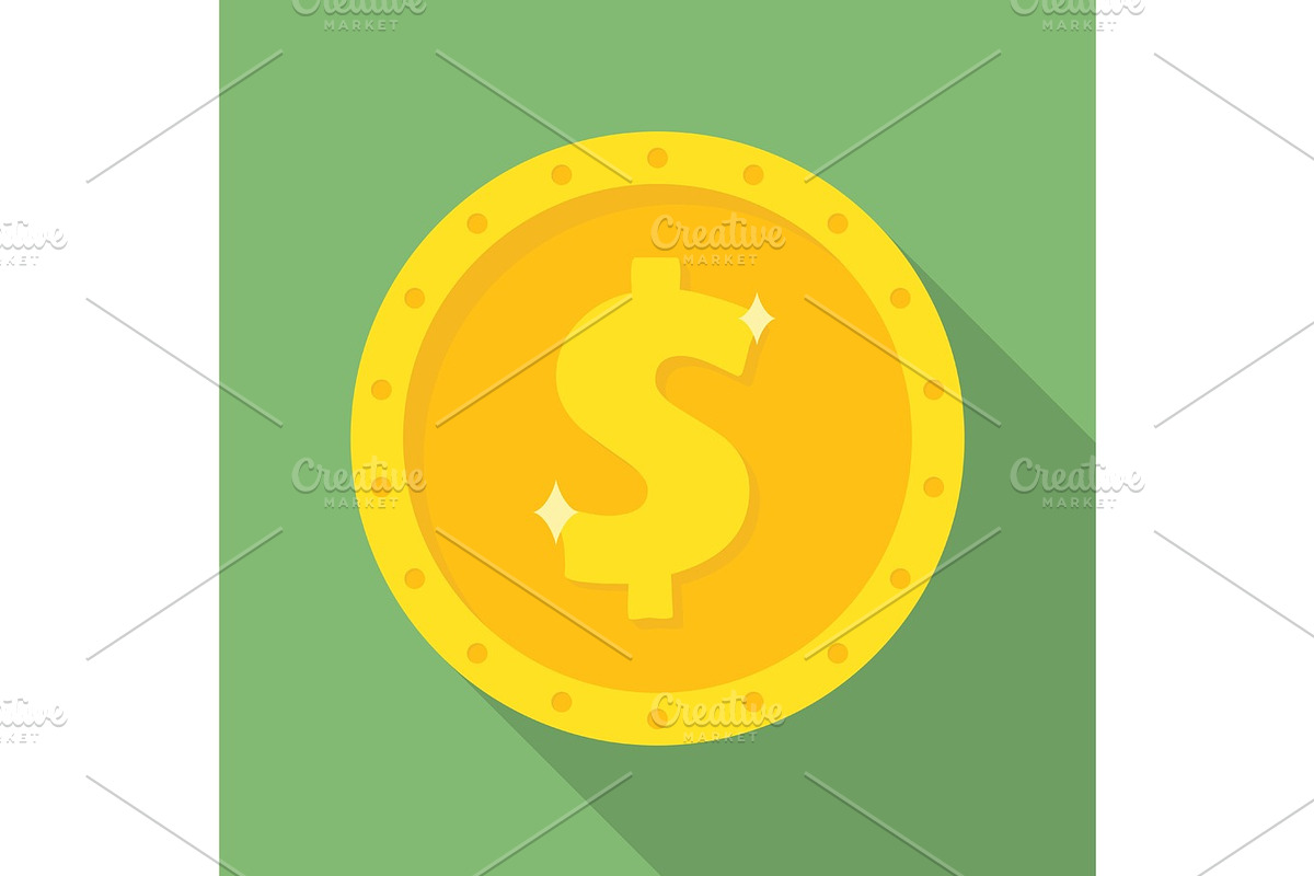 Gold dollar coin icon. Money symbol, a Finance Illustration by Vector Shop