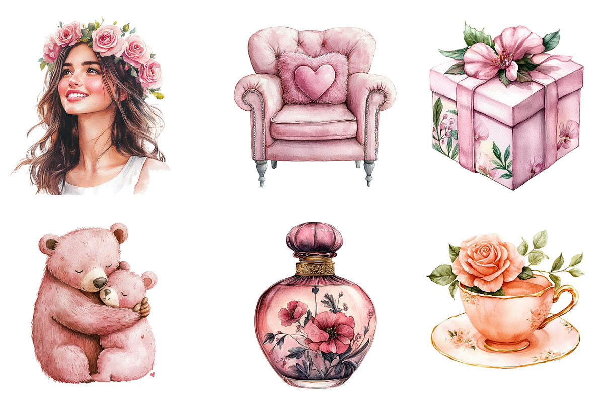 Pink Mother's Day Clipart, an Illustration by SinaCreation (Photo 4 of 5)