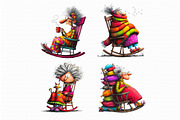 Funny Old people sitting Clipart, an Illustration by Libby Wishes (Thumbnail 6 of 7)