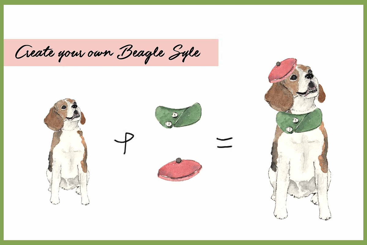 Beagle Clipart Digital Paper, an Animal Illustration by VianneArt (Photo 6 of 7)