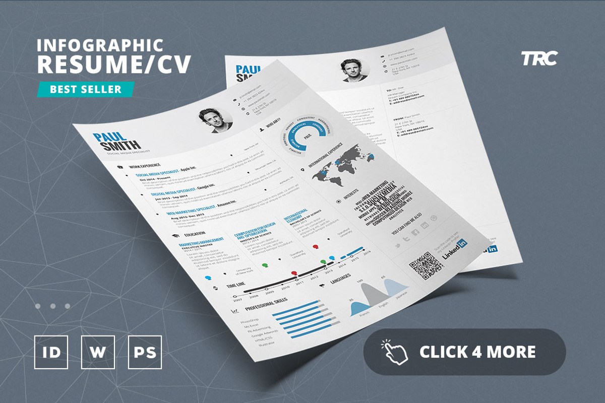 Infographic Resume/Cv Template Vol.1, a Resume Template by TheResumeCreator (Photo 2 of 9)