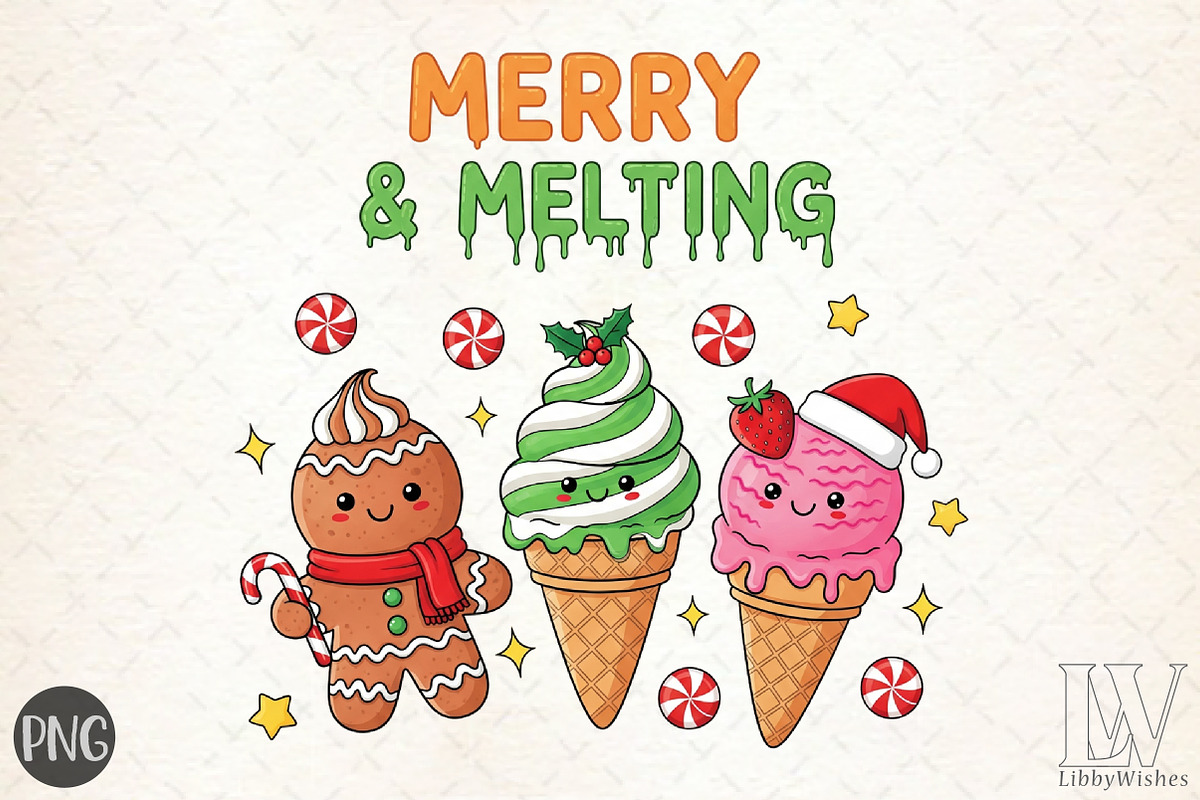 Merry & Melting Christmas Ice Cream, an Illustration by Libby Wishes (Photo 1 of 6)