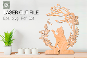 Cat & Moon. Home decor. Laser cut, a Templates & Theme by Lerina Art
