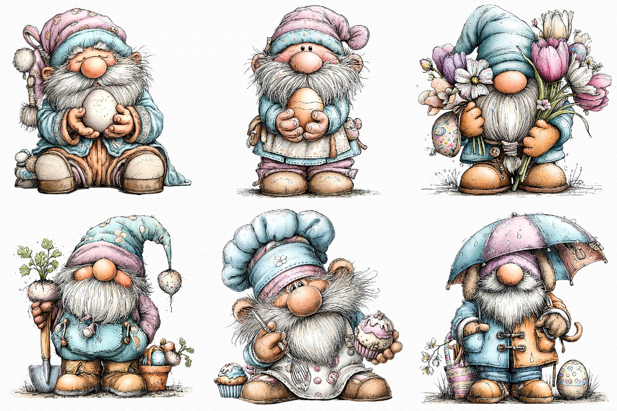 Cute Easter Gnomes Clipart, an Illustration by Libby Wishes (Photo 5 of 6)