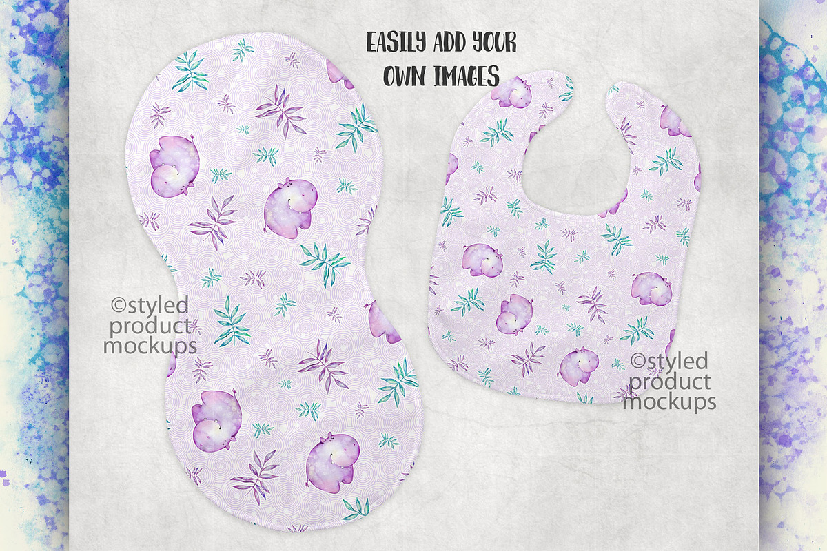 Baby bib and burp cloth mockup, a Product Mockup by StyledProductMockups (Photo 2 of 4)