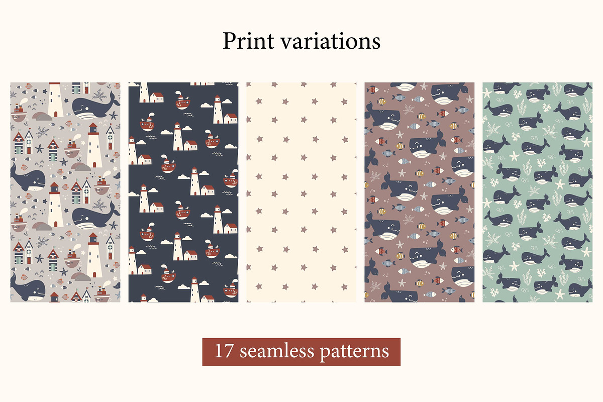 Ocean life clipart and patterns, a Pattern Graphic by EltaMaxArt (Photo 6 of 10)