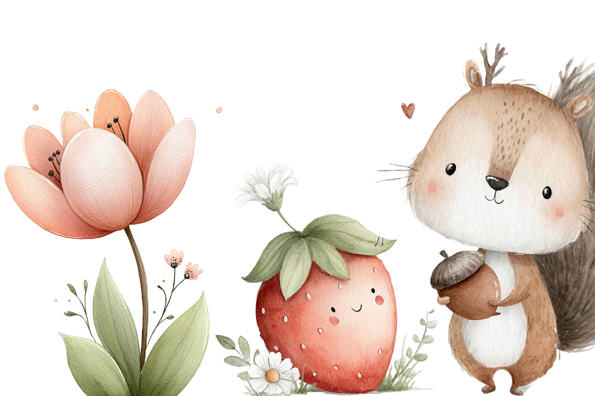 Watercolor Spring Nursery Clipart, an Illustration by Designworld (Photo 6 of 6)