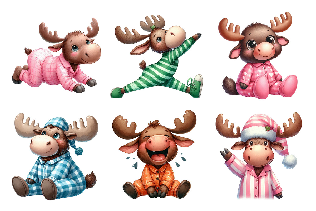Funny Moose Sublimation Clipart, an Illustration by SinaCreation (Photo 3 of 7)