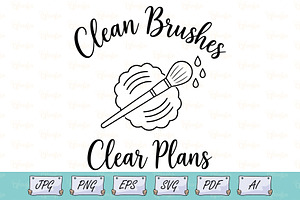 Makeup Brush Cleaning Quote Line Art