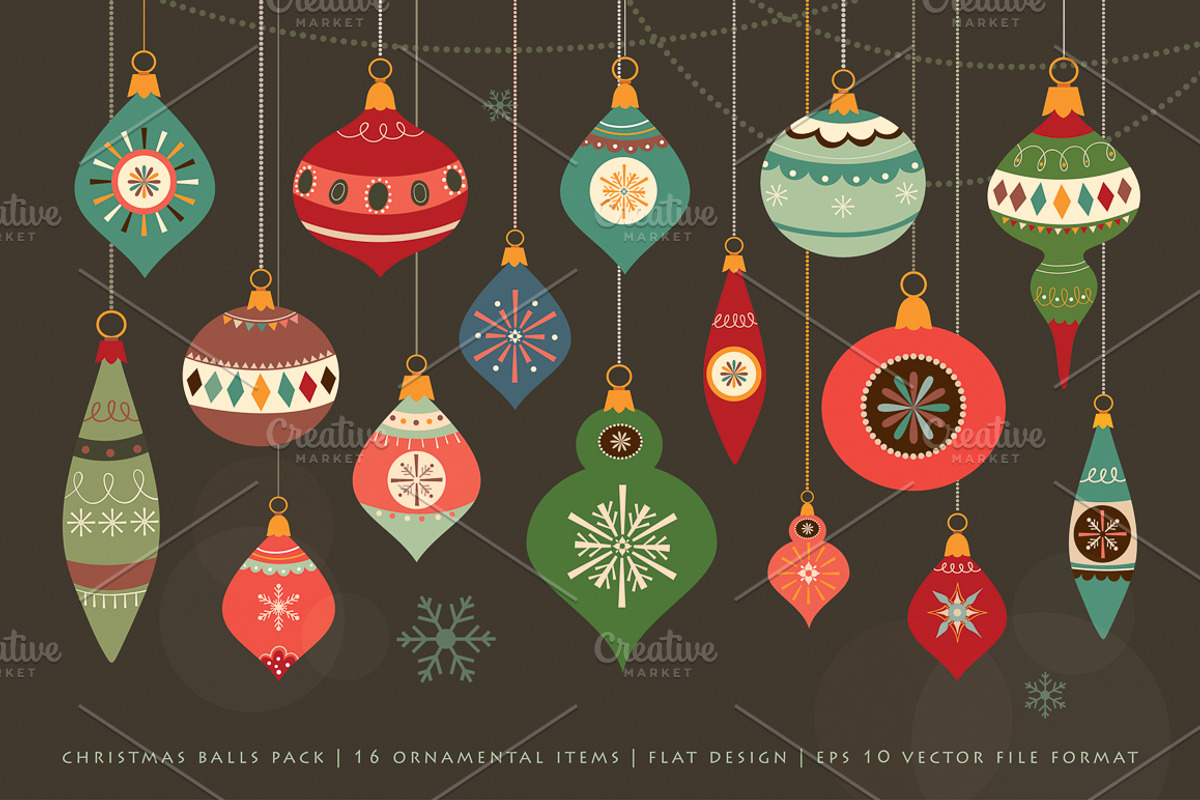 Christmas Balls Pack, a Decorative Illustration by Inkant Studio (Photo 1 of 3)