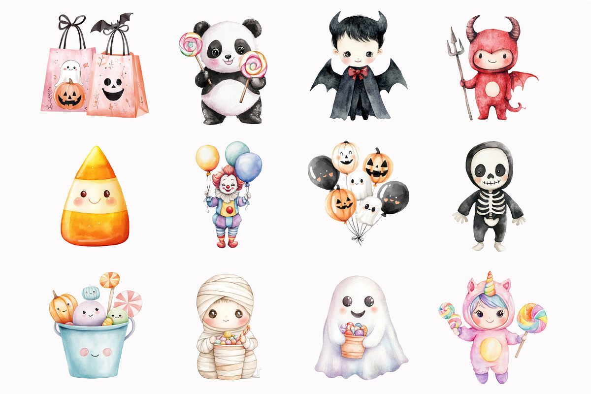 Cute Halloween Clipart Set, an Illustration by Design Market (Photo 4 of 7)