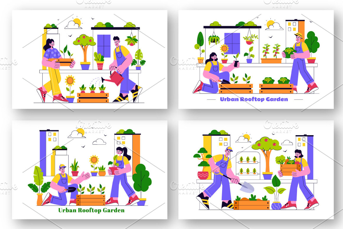 10 Urban Farming Rooftop Garden, a Person Illustration by denayunebgt (Photo 2 of 4)