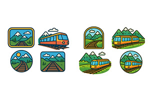 Colorful train illustrations showing, a Transportation Illustration by ZinetroN