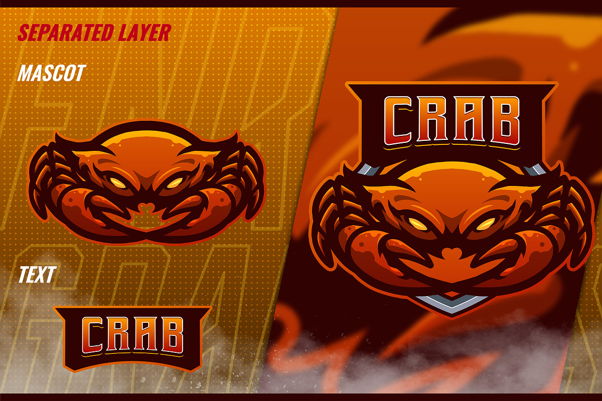 Crab - Mascot Esport Logo Template, a Branding & Logo Template by FNR Graphics (Photo 3 of 5)